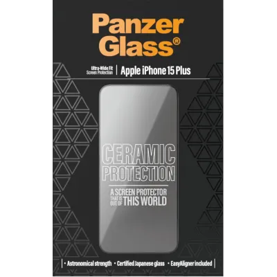 PanzerGlass - Tvrdené sklo UWF Ceramic s aplikátorom pre iPhone 15 Plus, čierna