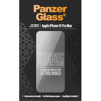 PanzerGlass - Tvrdené sklo UWF Ceramic s aplikátorom pre iPhone 15 Pro Max, čierna