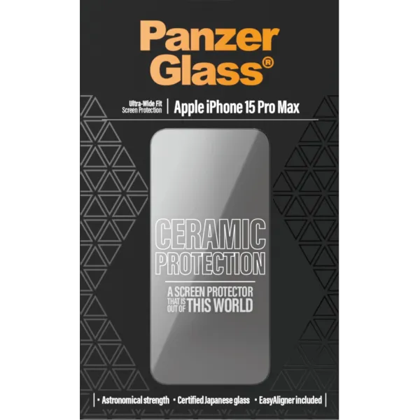 PanzerGlass - Tvrdené sklo UWF Ceramic s aplikátorom pre iPhone 15 Pro Max, čierna