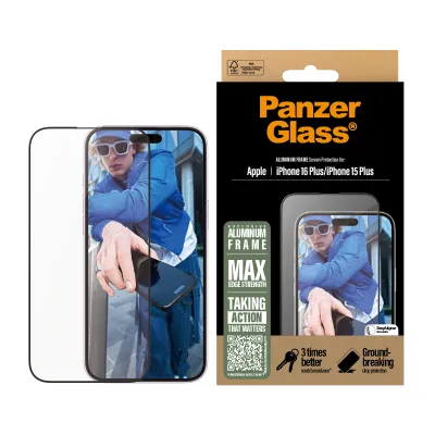 PanzerGlass - Tvrdené sklo UWF s aplikátorom pre iPhone 16 Plus/15 Plus, aluminium