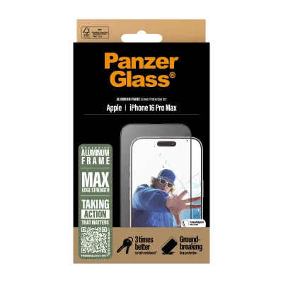 PanzerGlass - Tvrdené sklo UWF s aplikátorom pre iPhone 16 Pro Max, aluminium
