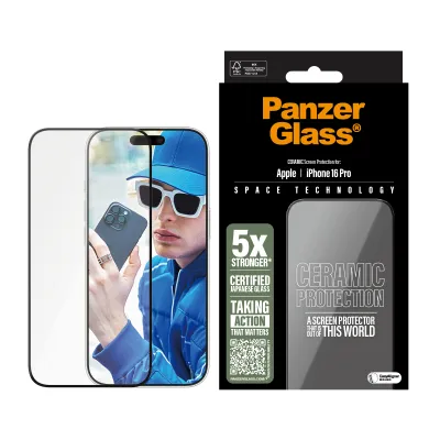 PanzerGlass - Tvrdené sklo UWF Ceramic s aplikátorom pre iPhone 16 Pro, číra