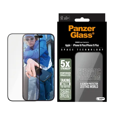 PanzerGlass - Tvrdené sklo UWF Ceramic s aplikátorom pre iPhone 16 Plus/15 Plus, číra