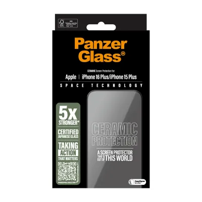 PanzerGlass - Tvrdené sklo UWF Ceramic s aplikátorom pre iPhone 16 Plus/15 Plus, číra