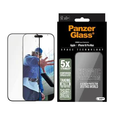 PanzerGlass - Tvrdené sklo UWF Ceramic s aplikátorom pre iPhone 16 Pro Max, číra