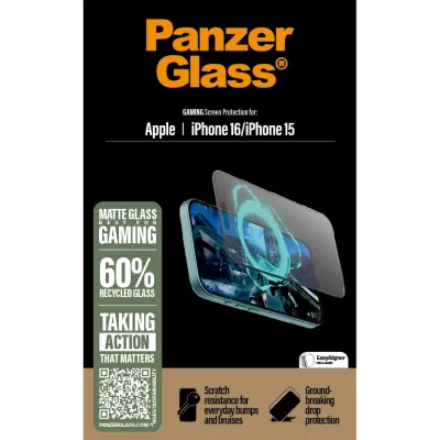 PanzerGlass - Tvrdené sklo UWF Gaming s aplikátorom pre iPhone 16/15, čierna