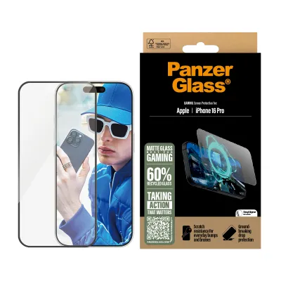PanzerGlass - Tvrdené sklo UWF Gaming s aplikátorom pre iPhone 16 Pro, čierna