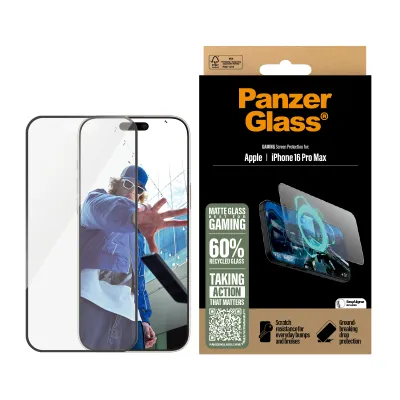 PanzerGlass - Tvrdené sklo UWF Gaming s aplikátorom pre iPhone 16 Pro Max, čierna