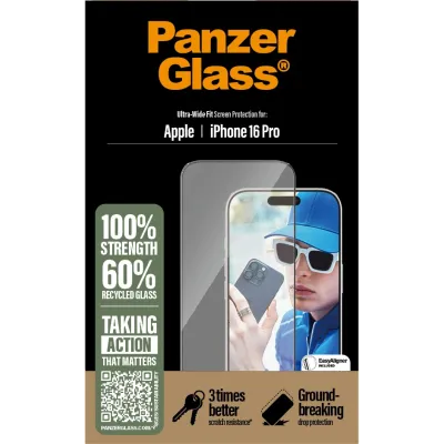 PanzerGlass - Tvrdené sklo UWF s aplikátorom pre iPhone 16 Pro, čierna