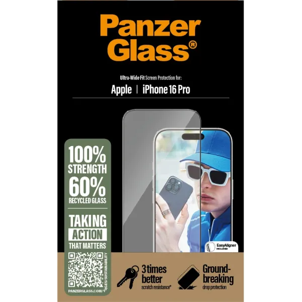 PanzerGlass - Tvrdené sklo UWF s aplikátorom pre iPhone 16 Pro, čierna