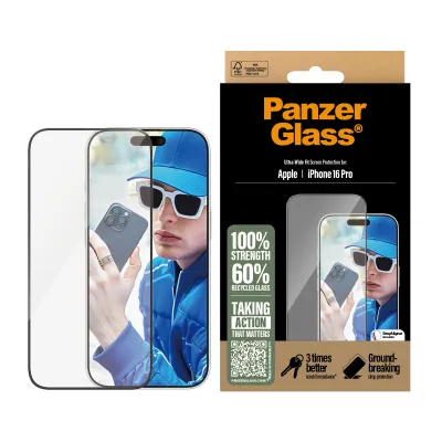 PanzerGlass - Tvrdené sklo UWF s aplikátorom pre iPhone 16 Pro, čierna