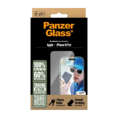 PanzerGlass - Tvrdené sklo UWF s aplikátorom pre iPhone 16 Pro, čierna
