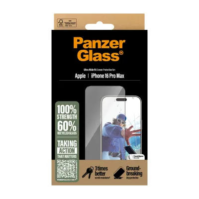 PanzerGlass - Tvrdené sklo UWF s aplikátorom pre iPhone 16 Pro Max, čierna