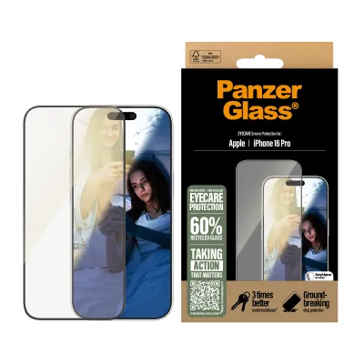 PanzerGlass - Tvrdené sklo UWF Eyecare s aplikátorom pre iPhone 16 Pro, čierna