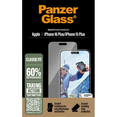 PanzerGlass - Tvrdené sklo s aplikátorom pre iPhone 16 Plus/15 Plus, číra