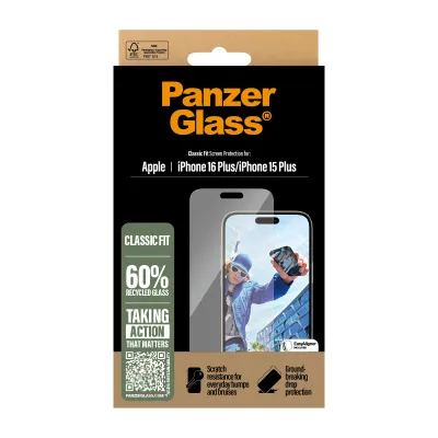 PanzerGlass - Tvrdené sklo s aplikátorom pre iPhone 16 Plus/15 Plus, číra