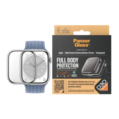 PanzerGlass - Tvrdené sklo Full Body D3O pre Apple Watch 9/8/7 41 mm, transparentná