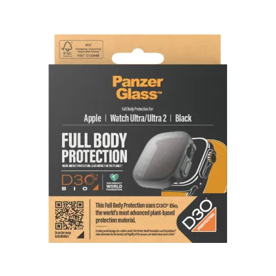 PanzerGlass - Tvrdené sklo Full Body D3O pre Apple Watch Ultra/Ultra 2, čierna