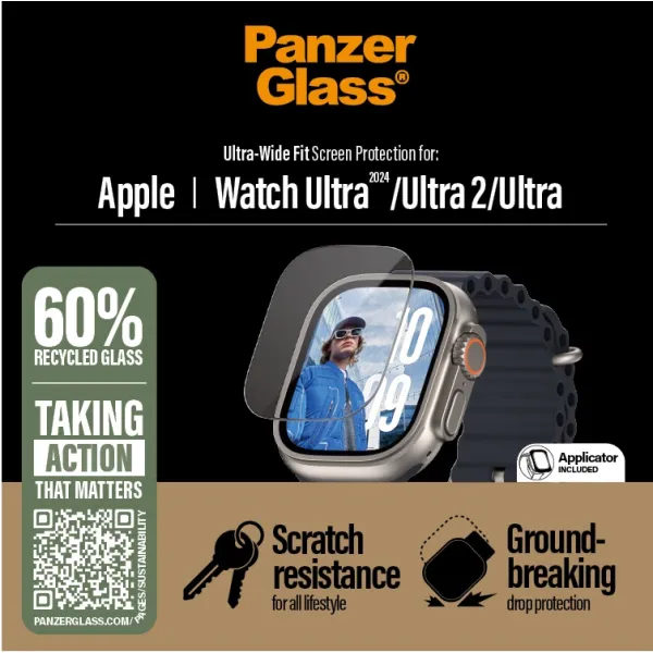 PanzerGlass - Tvrdené sklo pre Apple Watch Ultra 2024/Ultra 2/Ultra, číra