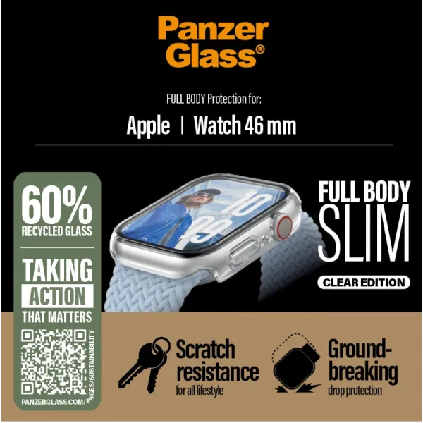 PanzerGlass - Tvrdené sklo Full Body Slim pre Apple Watch 46 mm, číra