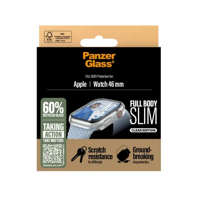 PanzerGlass - Tvrdené sklo Full Body Slim pre Apple Watch 46 mm, číra