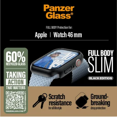 PanzerGlass - Tvrdené sklo Full Body Slim pre Apple Watch 46 mm, čierna