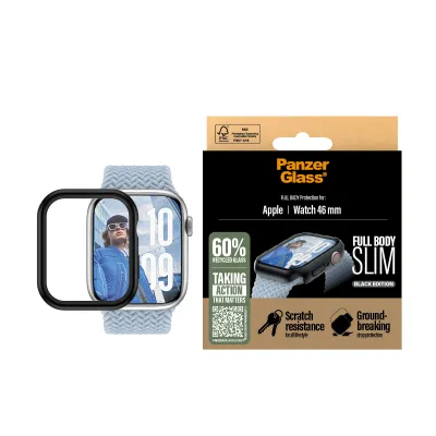 PanzerGlass - Tvrdené sklo Full Body Slim pre Apple Watch 46 mm, čierna