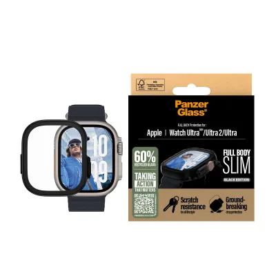 PanzerGlass - Tvrdené sklo Full Body Slim pre Apple Watch Ultra 2024/Ultra 2/Ultra, čierna
