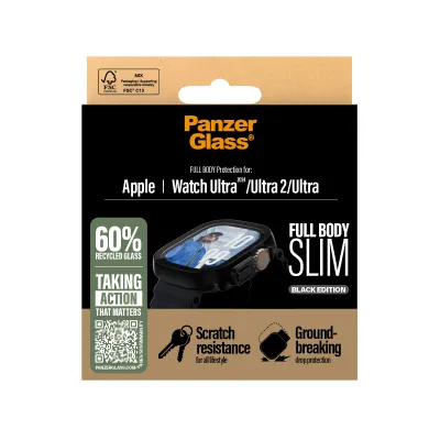 PanzerGlass - Tvrdené sklo Full Body Slim pre Apple Watch Ultra 2024/Ultra 2/Ultra, čierna