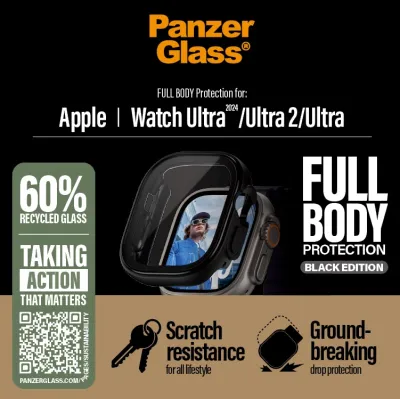PanzerGlass - Tvrdené sklo Full Body pre Apple Watch Ultra 2024/Ultra 2/Ultra, čierna