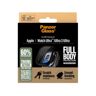 PanzerGlass - Tvrdené sklo Full Body pre Apple Watch Ultra 2024/Ultra 2/Ultra, čierna