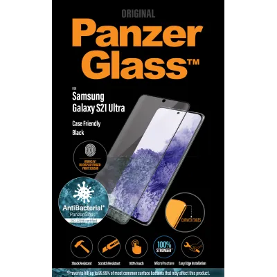 PanzerGlass - Tvrdené sklo Case Friendly AB pre Samsung Galaxy S21 Ultra, Fingerprint komp., čierna