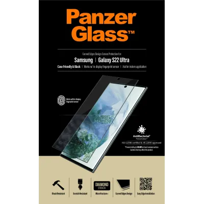 PanzerGlass - Tvrdené sklo Case Friendly AB pre Samsung Galaxy S22 Ultra, čierna