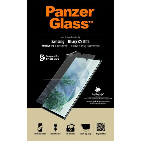 PanzerGlass - Ochranná fólia Case Friendly AB TPU pre Samsung Galaxy S22 Ultra, číra