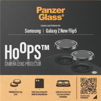 PanzerGlass - Ochranný kryt objektívu fotoaparátu Hoops pre Samsung Galaxy Z Flip6, čierna