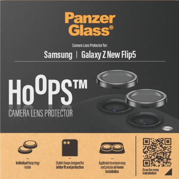 PanzerGlass - Ochranný kryt objektívu fotoaparátu Hoops pre Samsung Galaxy Z Flip6, čierna