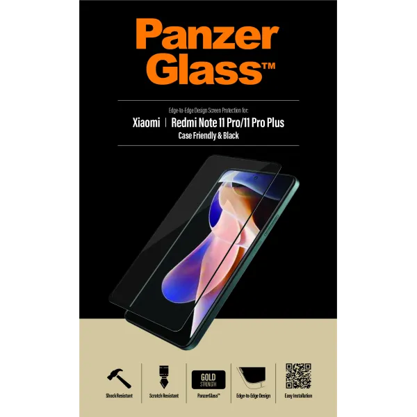 PanzerGlass - Tvrdené sklo Case Friendly pre Xiaomi Redmi Note 11 Pro/11 Pro Plus, čierna
