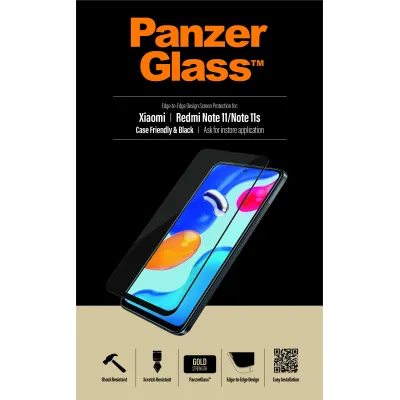 PanzerGlass - Tvrdené sklo Case Friendly pre Xiaomi Redmi Note 12S/11S/11, čierna