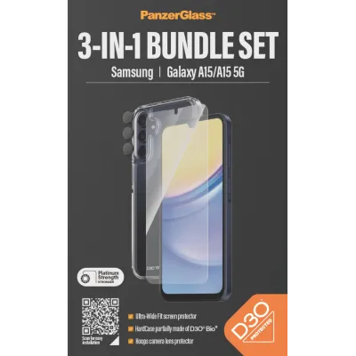 PanzerGlass - Bundle Hoops + Tvrdené sklo UWF + Hard Case D3O pre Samsung Galaxy A15/A15 5G