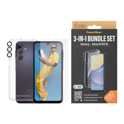 PanzerGlass - Bundle Hoops + Tvrdené sklo UWF + Hard Case D3O pre Samsung Galaxy A15/A15 5G