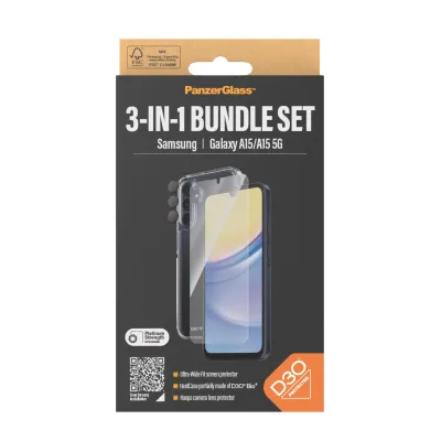 PanzerGlass - Bundle Hoops + Tvrdené sklo UWF + Hard Case D3O pre Samsung Galaxy A15/A15 5G