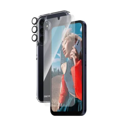 PanzerGlass - Bundle Hoops + Tvrdené sklo UWF + Hard Case D3O pre Samsung Galaxy A25 5G, transparentná