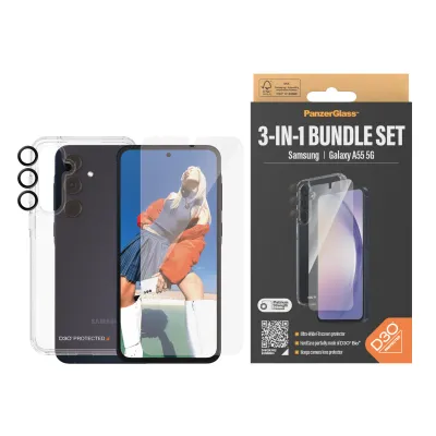 PanzerGlass - Bundle Hoops + Tvrdené sklo UWF + Hard Case D3O pre Samsung Galaxy A55 5G