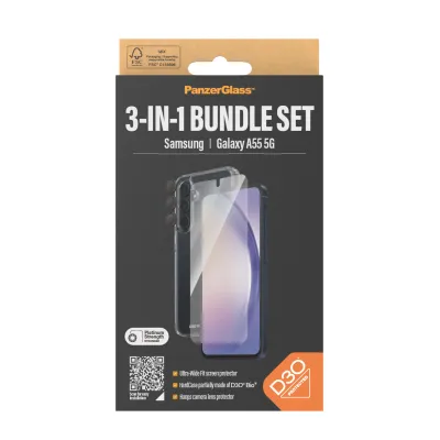 PanzerGlass - Bundle Hoops + Tvrdené sklo UWF + Hard Case D3O pre Samsung Galaxy A55 5G