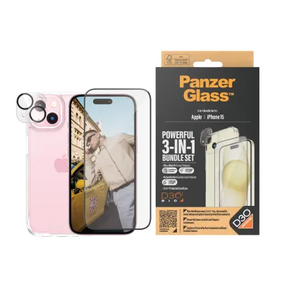 PanzerGlass - Bundle PicturePerfect + Tvrdené sklo UWF + Hard Case D3O pre iPhone 15