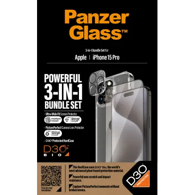 PanzerGlass - Bundle PicturePerfect + Tvrdené sklo UWF + Hard Case D3O pre iPhone 15 Pro