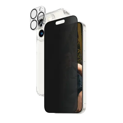PanzerGlass - Bundle PicturePerfect + Tvrdené sklo UWF Privacy + Hard Case D3O pre iPhone 15 Pro