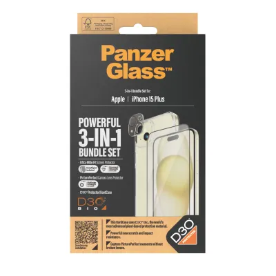 PanzerGlass - Bundle PicturePerfect + Tvrdené sklo UWF + Hard Case D3O pre iPhone 15 Plus