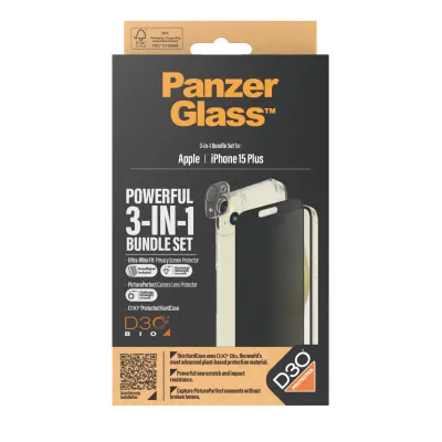 PanzerGlass - Bundle PicturePerfect + Tvrdené sklo UWF Privacy + Hard Case D3O pre iPhone 15 Plus