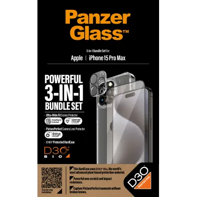 PanzerGlass - Bundle PicturePerfect + Tvrdené sklo UWF + Hard Case D3O pre iPhone 15 Pro Max